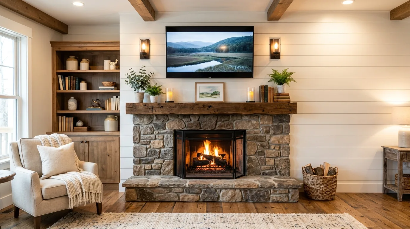 14 Smart Fireplace Wall Ideas with TV for a Cozy Focal Point inspiration image 7