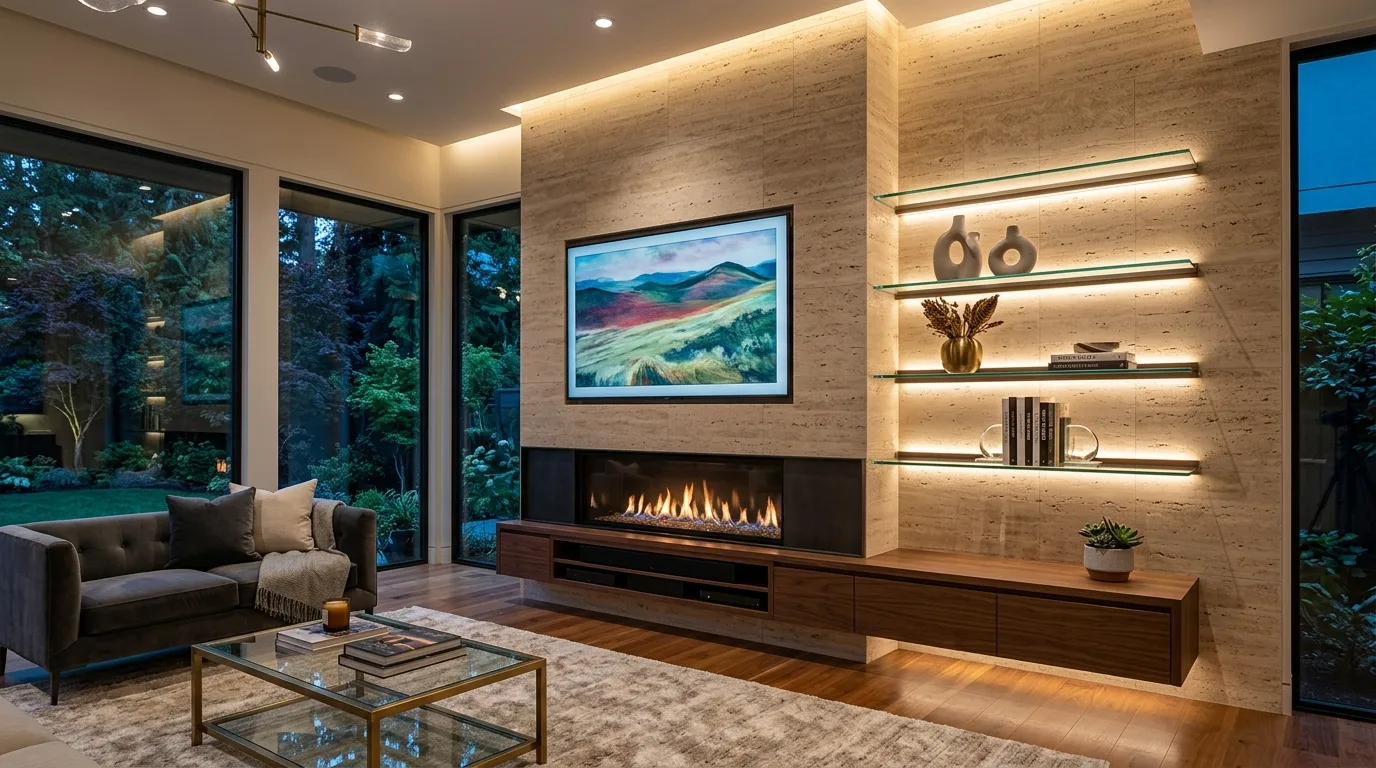 14 Smart Fireplace Wall Ideas with TV for a Cozy Focal Point inspiration image 14