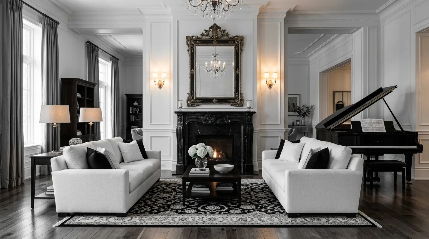14 Sophisticated Black and White Living Room Ideas for Timeless Contrast inspiration image 7