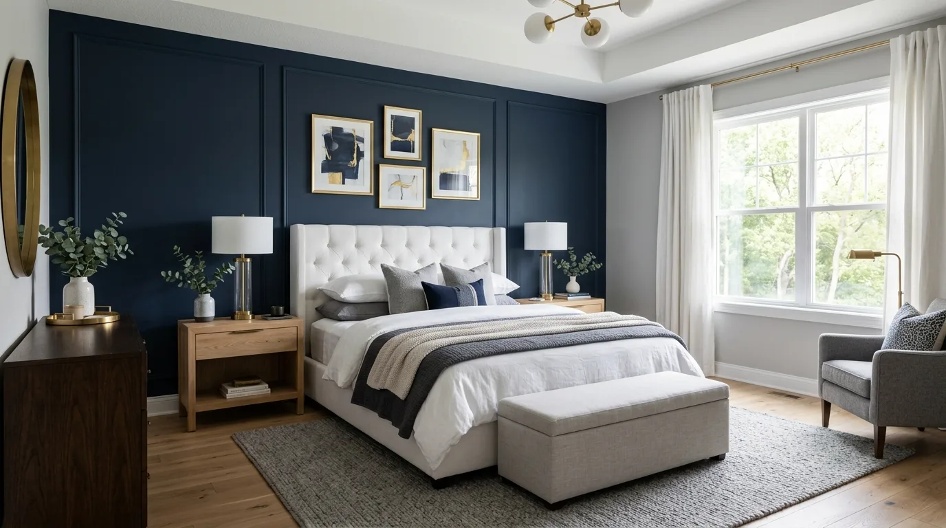 14 Sophisticated Navy Blue Bedroom Ideas for a Classic and Calm Space hero image