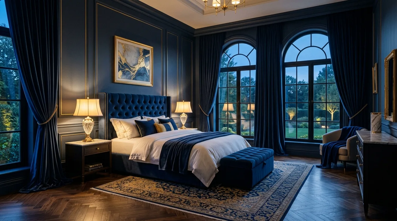 14 Sophisticated Navy Blue Bedroom Ideas for a Classic and Calm Space inspiration image 8