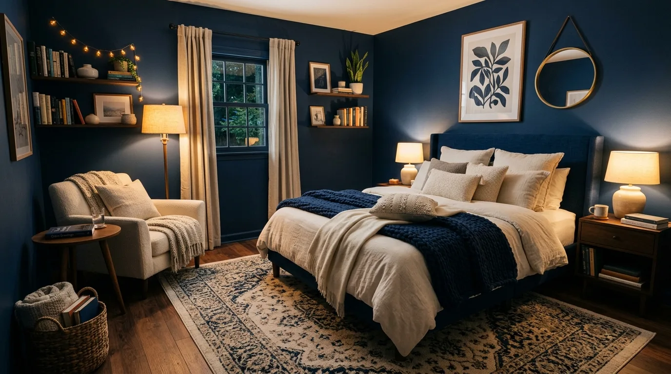 14 Sophisticated Navy Blue Bedroom Ideas for a Classic and Calm Space inspiration image 10