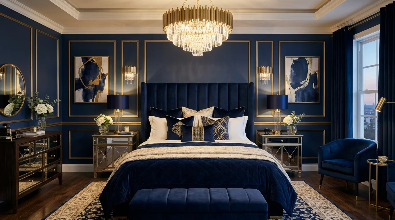14 Sophisticated Navy Blue Bedroom Ideas for a Classic and Calm Space inspiration image 12