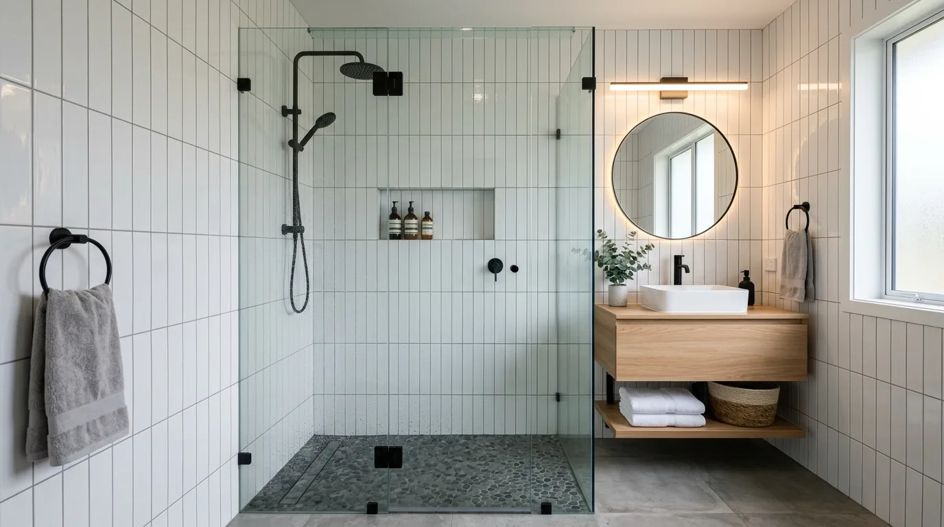 12 Trendy Vertical Bathroom Tiles Are In for a Modern Look hero image
