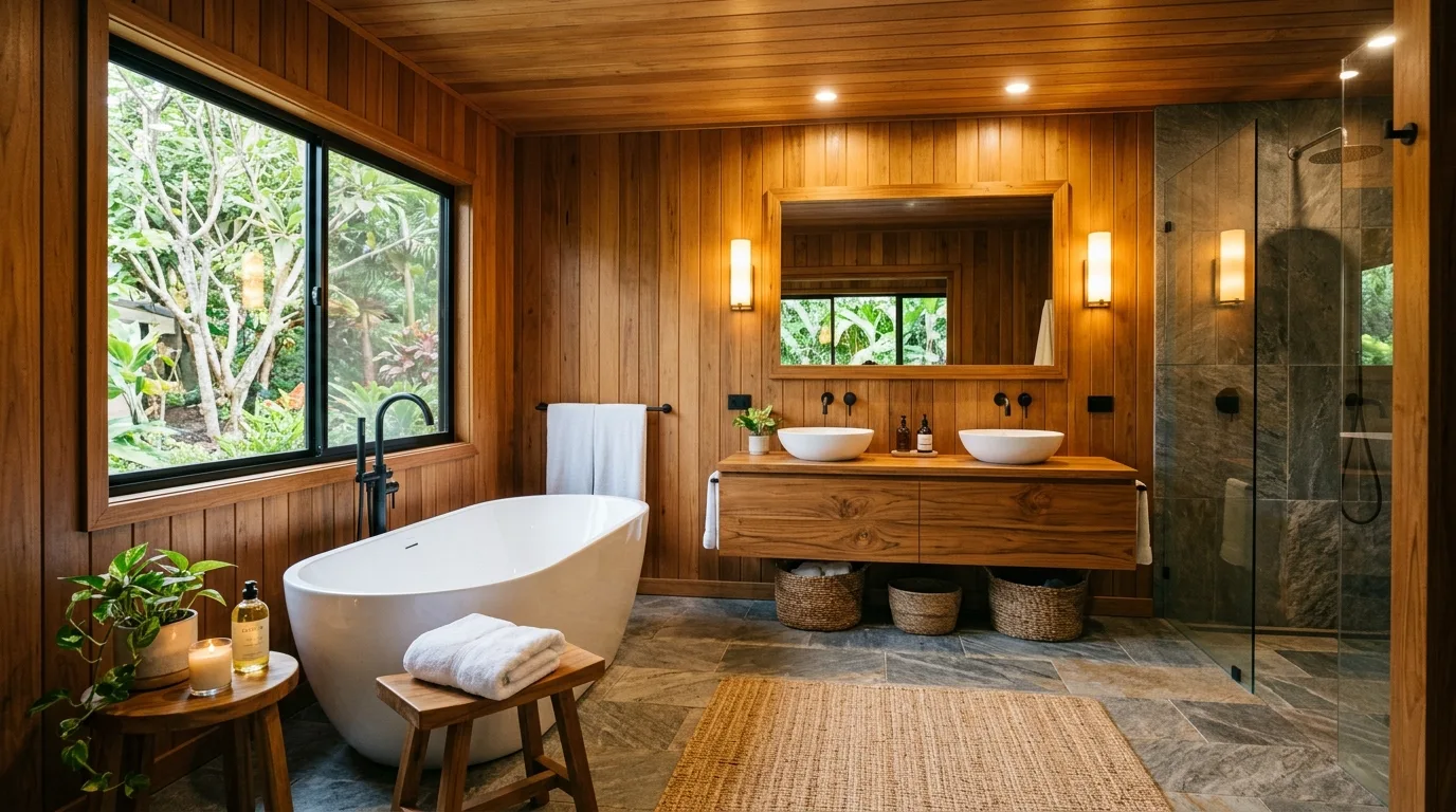 12 Warm Wood Bathroom Ideas for a Cozy and Natural Oasis hero image