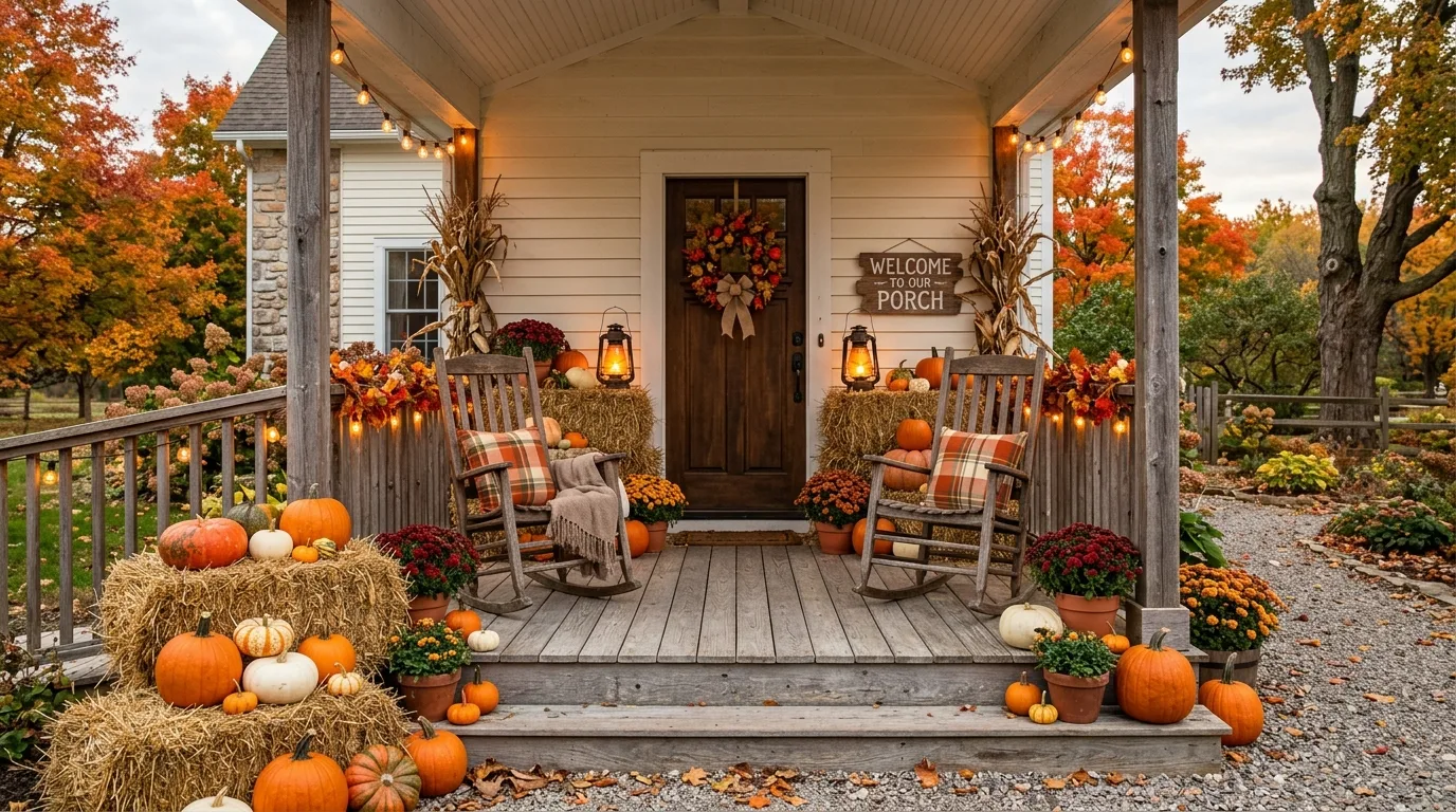 13 Welcoming Fall Porch Decor Ideas for Autumn Curb Appeal inspiration image 2