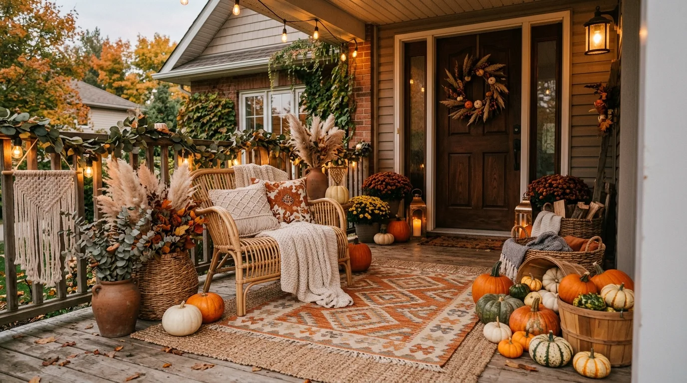 13 Welcoming Fall Porch Decor Ideas for Autumn Curb Appeal inspiration image 9