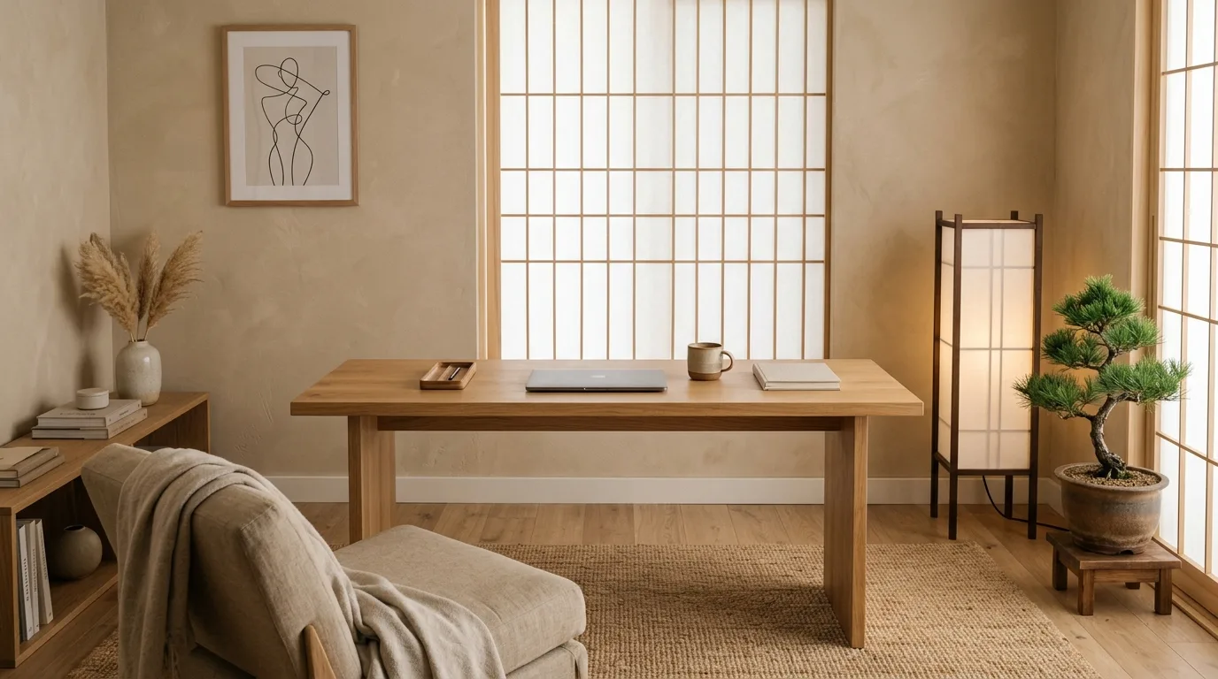 13 Zen Japandi Home Office Ideas for a Calm and Focused Environment hero image